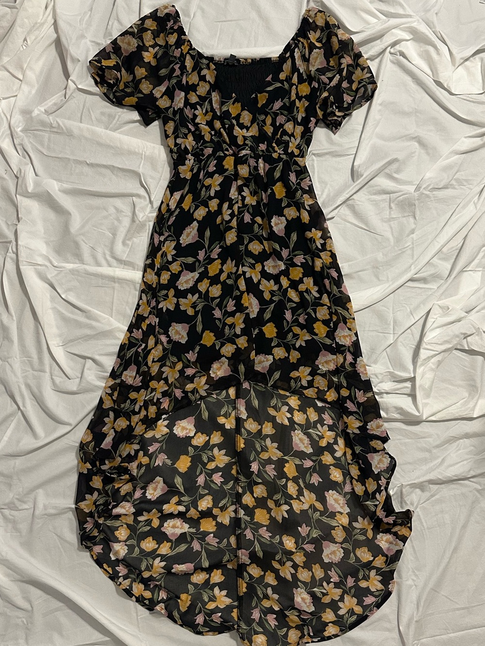 Lily Rose Black Floral High-Low Dress